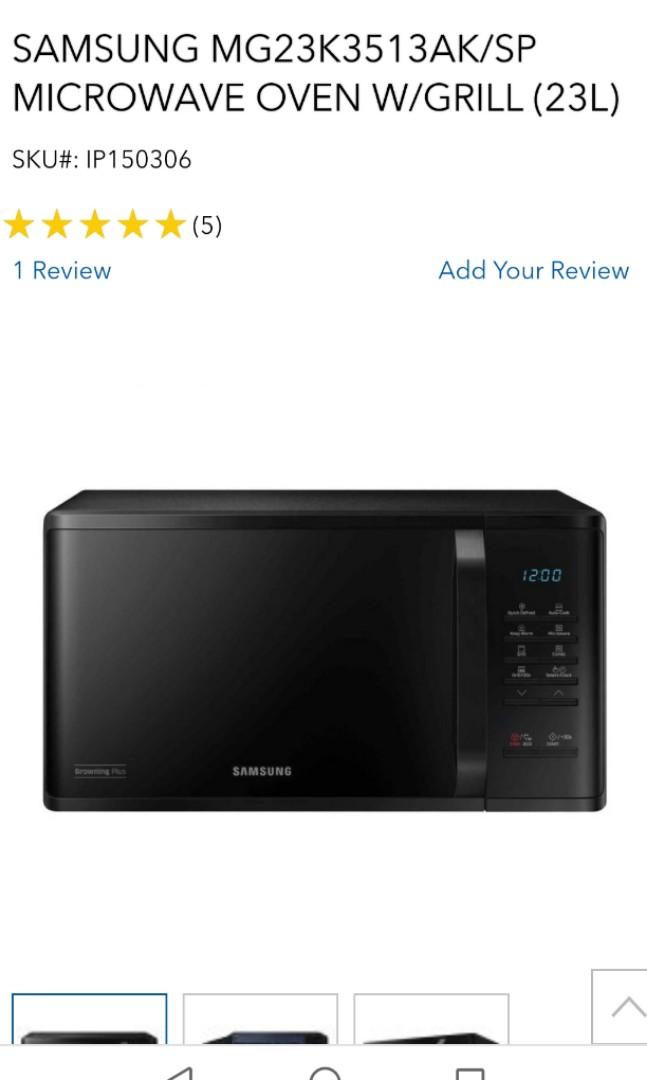 SAMSUNG MG23K3513AK/SP MICROWAVE OVEN W/GRILL (23L), TV \u0026 Home Appliances,  Kitchen Appliances, Ovens \u0026 Toasters on Carousell