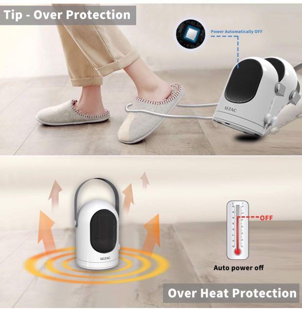 600W Personal Fan Heater with Warm and Natural Wind for Home Portable PTC Heater Office Bedroom Electric Fan Heater Oscillating Ceramic Fan Heater White Desktop 2018 Newest SEZAC