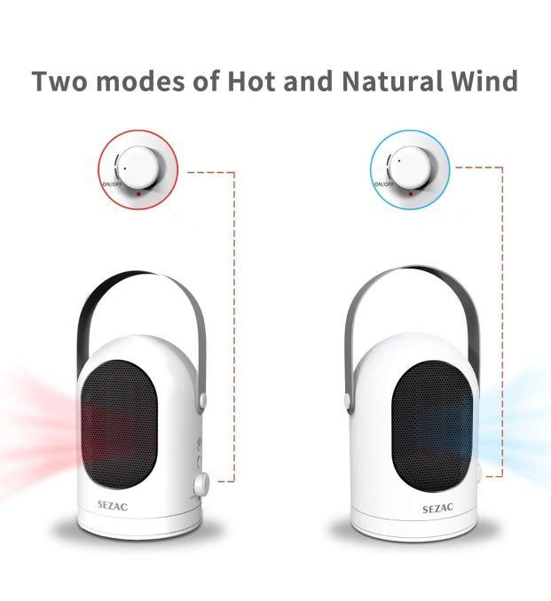 600W Personal Fan Heater with Warm and Natural Wind for Home Portable PTC Heater Office Bedroom Electric Fan Heater Oscillating Ceramic Fan Heater White Desktop 2018 Newest SEZAC