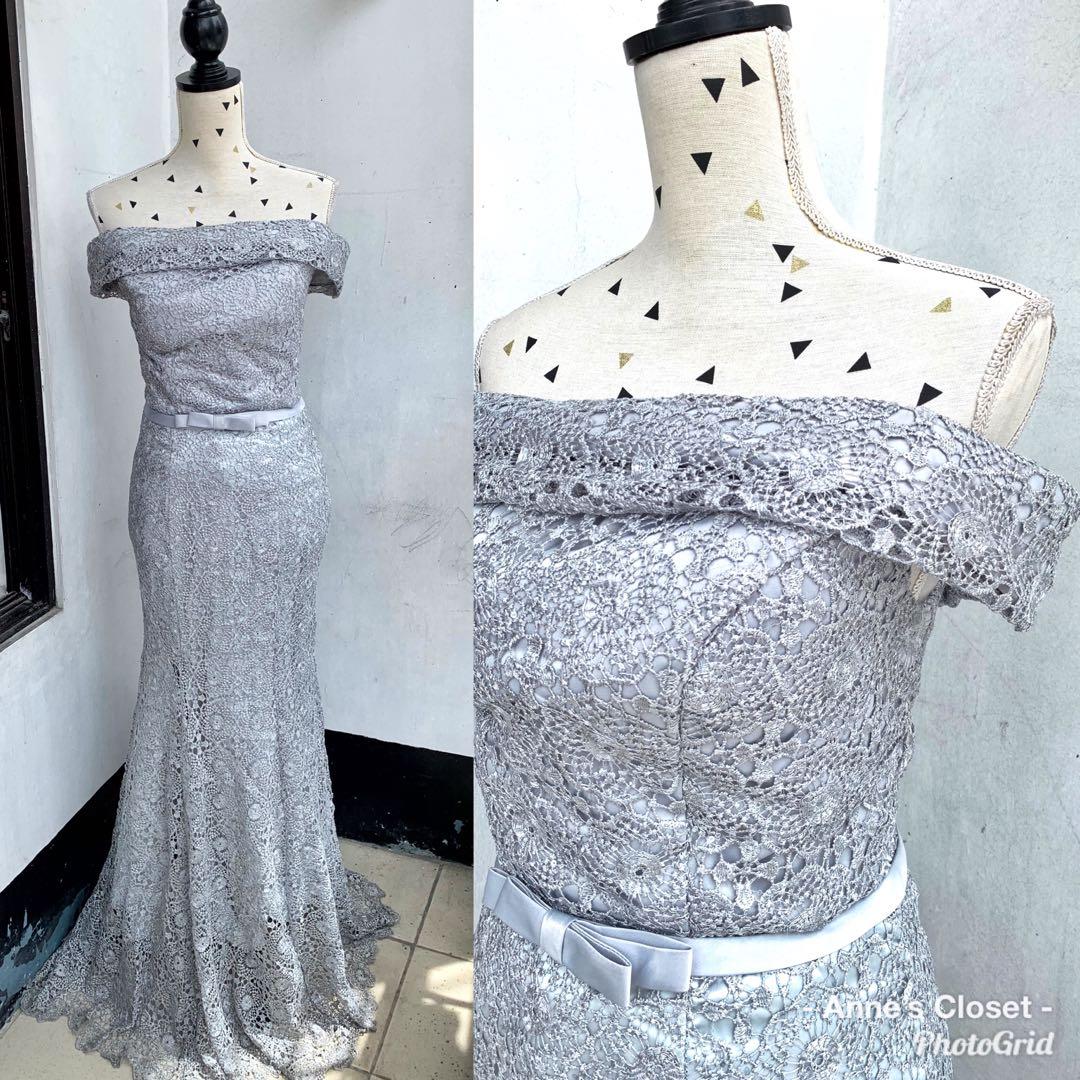 silver gray gown for ninang
