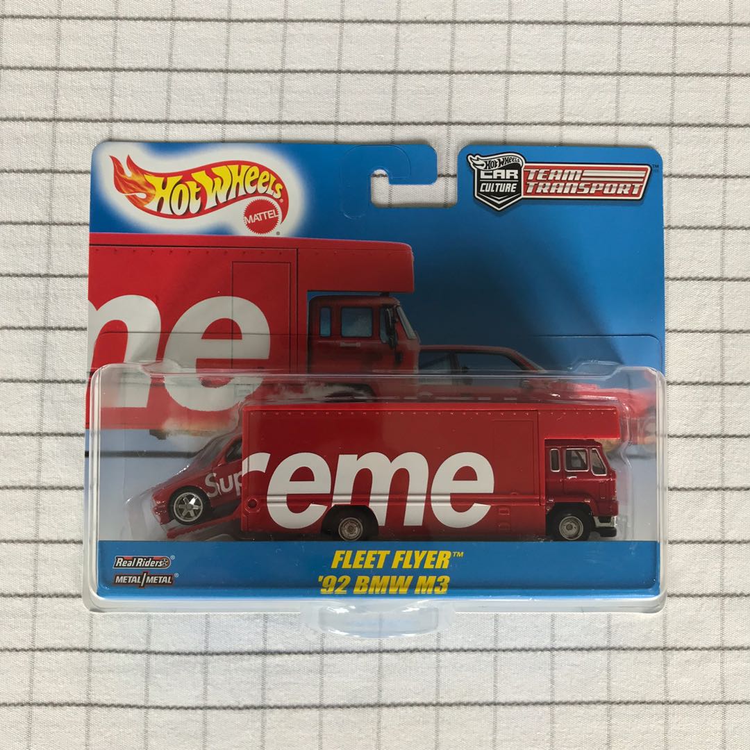 Supreme x Hot Wheels Fleet Flyer + 1992 BMW M3 Red, Hobbies & Toys