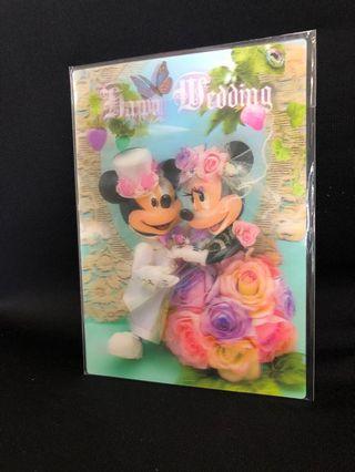 Brand new limited edition postcard 3D Disney Mickey Minnie Happy Wedding gift well wishes #mrtwoodlands 