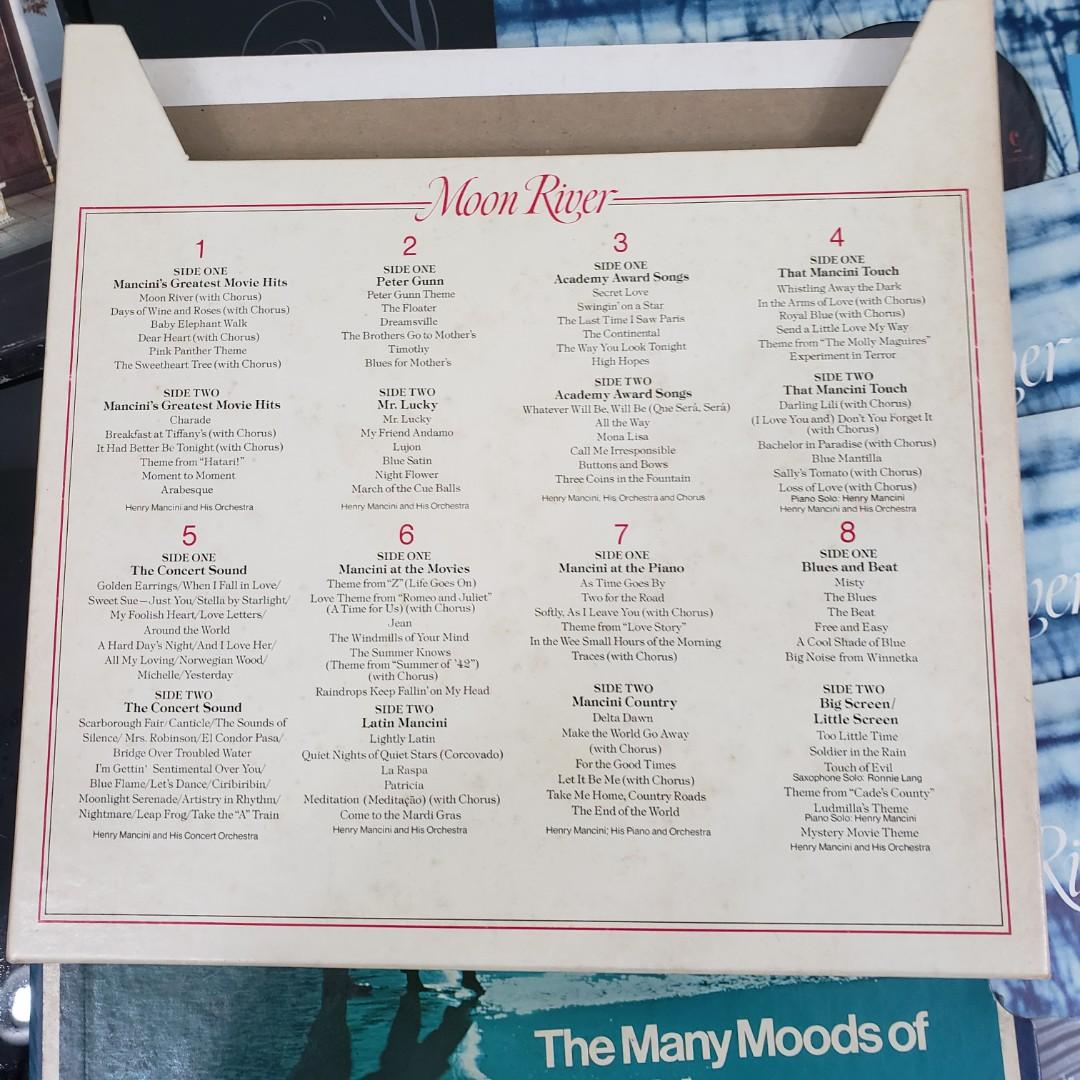一盒8張唱片 Reader's Digest Henry Mancini Moon River Box Set lp （分類：其他周邊）位於 Hong Kong。 由 goodkck 提交（商品編號 234971883，圖片 2）。簡介： 8 pcs box set, 讀者文摘出品，整體都好新淨，較少使用 ▶️付款方法： |銀行轉帳|Payme|支付寶| ▶️運送方式🚛： 1️⃣ 郵寄掛號📮（郵費預先給賣方） 2️⃣ 順豐到付📦（直接俾運費給快遞公司） 3️⃣ MTR屯門站🚇交收，只收現金💵 ▶️溫馨提示🙂： 面交地區只限MTR屯門站，並不考慮其他地區交收，十分抱歉😊🙏 網址：https://www.kckit.com。