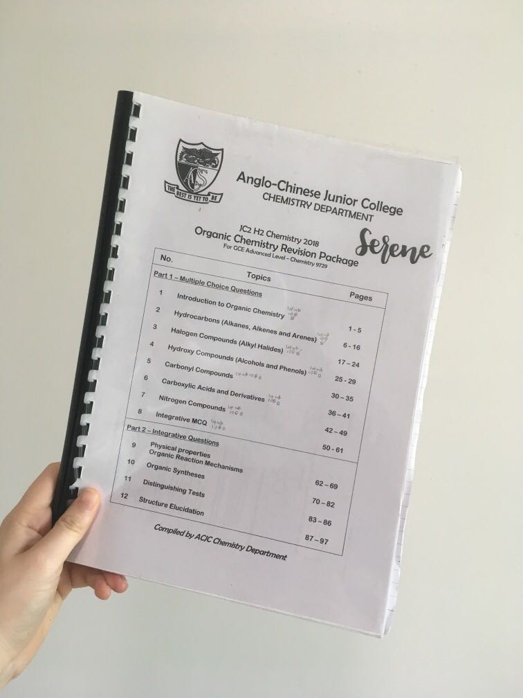 Acjc H2 Organic Chem Mcq Booklet Books Stationery Textbooks Tertiary On Carousell