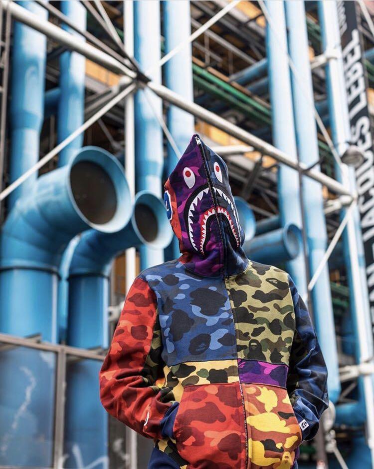 Bape mixed camo shark hoodie deals