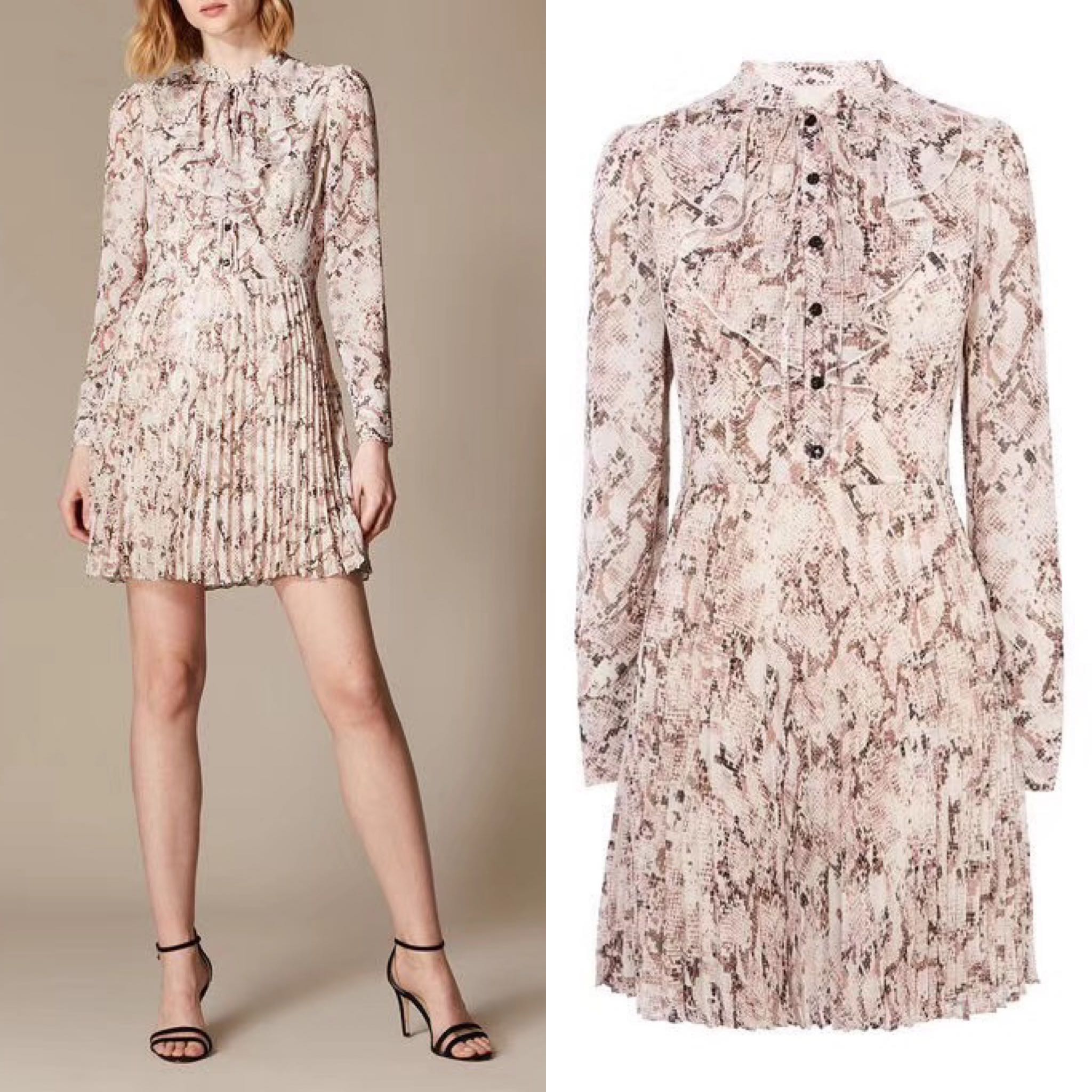 BNWT Authentic Karen Millen Snake Print Ruffle Mini Dress