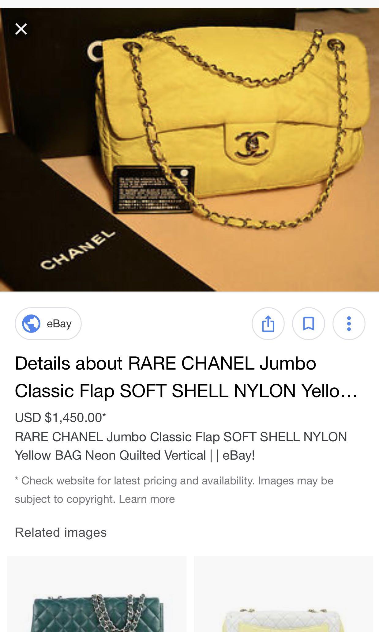 Authentic Chanel Soft Shell Yellow Jumbo Flap Bag