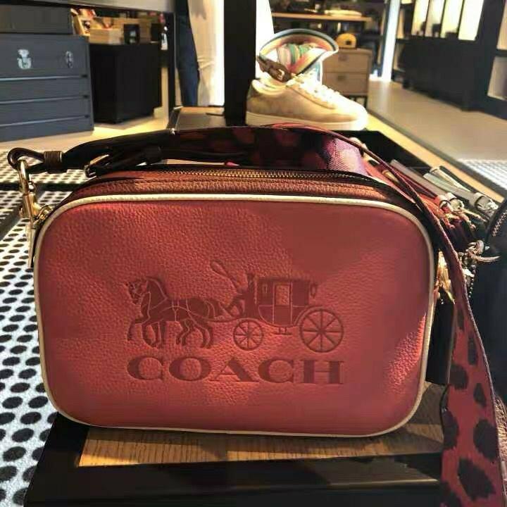 COACH F72704 Jes Leather Pink Burgundy Colorblock shoulder crossbody  bag/purse