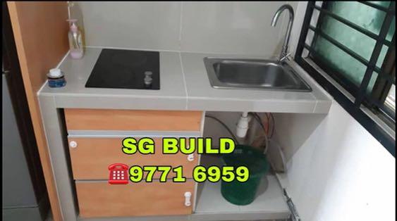Promo Kitchen Concrete Sink Overlay Tiles Countertop