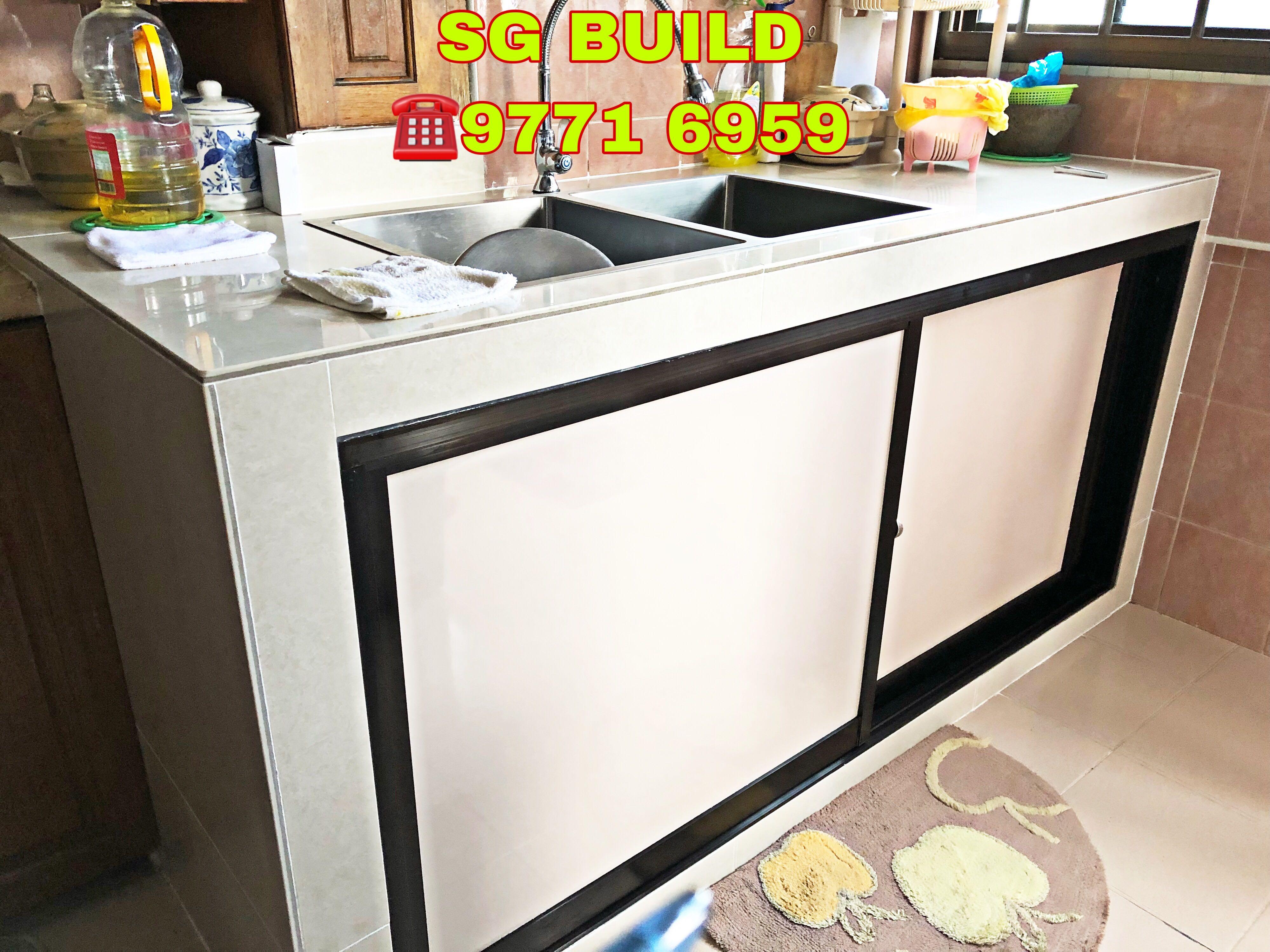 Promo Kitchen Concrete Sink Overlay Tiles Countertop