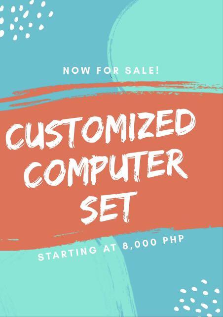 Customize Computer Set (Category: Computer Parts) located in Mandaluyong City. Submitted by pauariota (Listing ID 234866695, Image 1). Description: Computer Set * please message for your prepared specs in a very low price * start a small computer shop in a very low price.