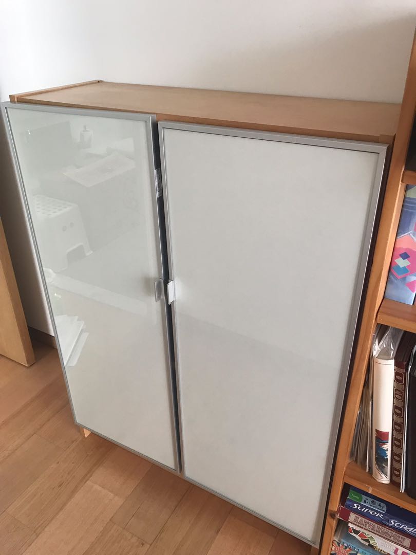 Ikea Billy Bookcase With Glass Door Double Furniture Shelves