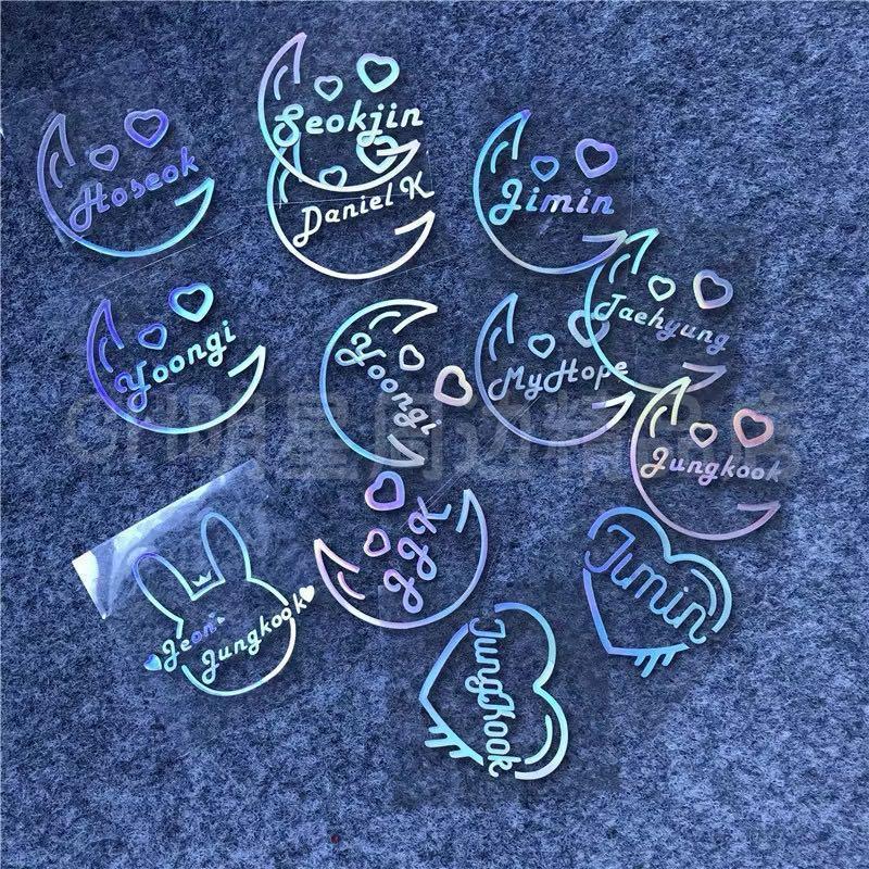 Po Customise Name Sticker Kpop Bts Bt21 Nct Gd Exo Twice Monsta X Wanna One Reflective Stickers Entertainment K Wave On Carousell