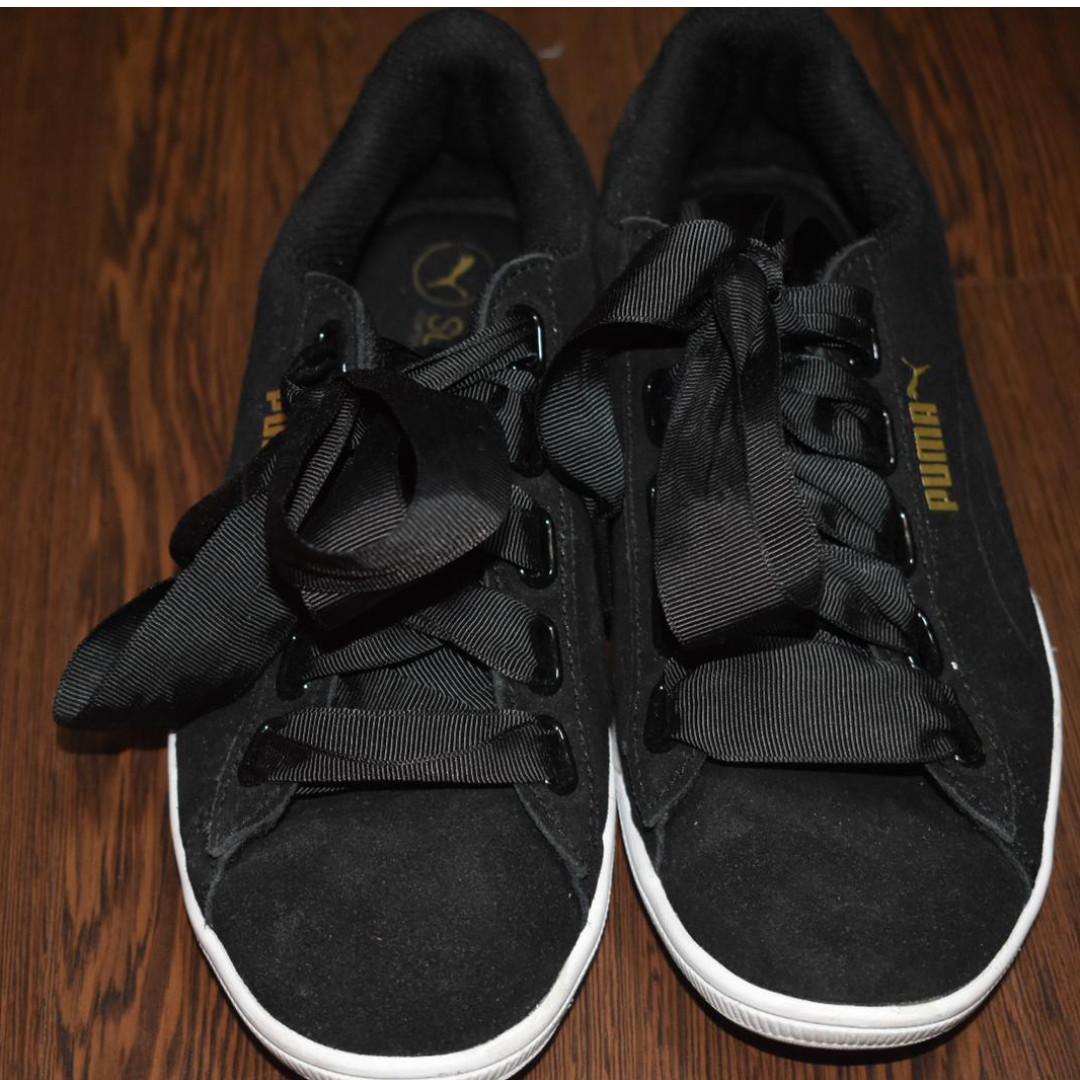 PUMA Black Ribbon Suede Shoes Women s Fashion Footwear Sneakers on Carousell