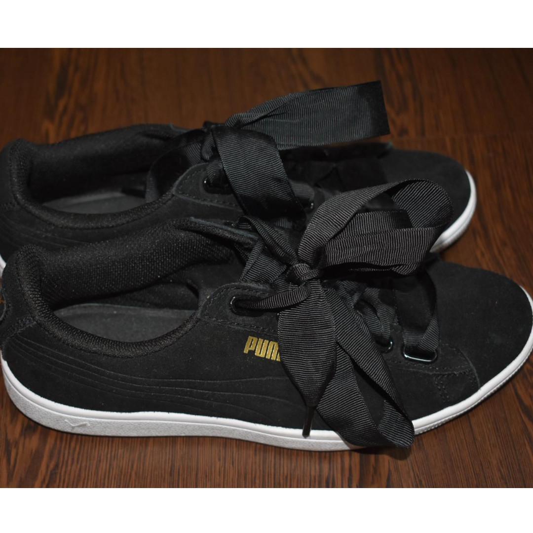 Puma suede black ribbon cheap