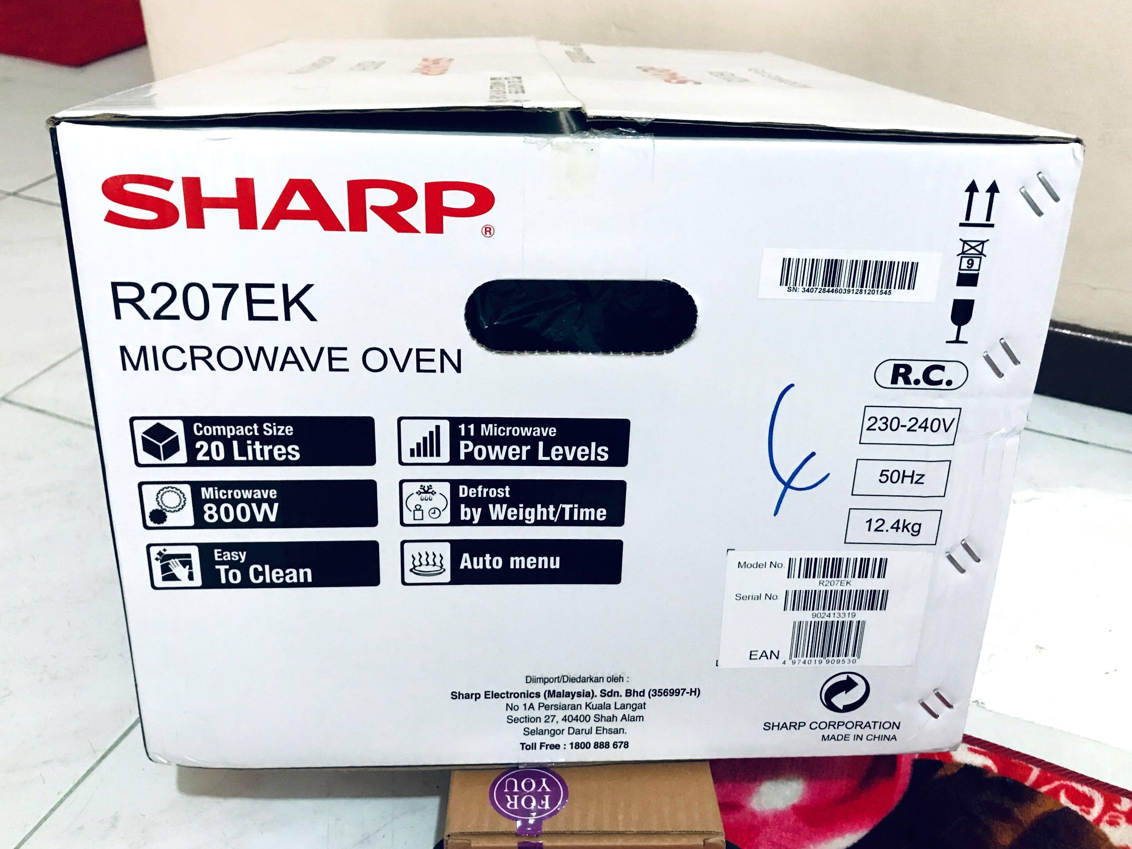 SHARP 20L Microwave R207EK Black, TV & Home Appliances, Kitchen