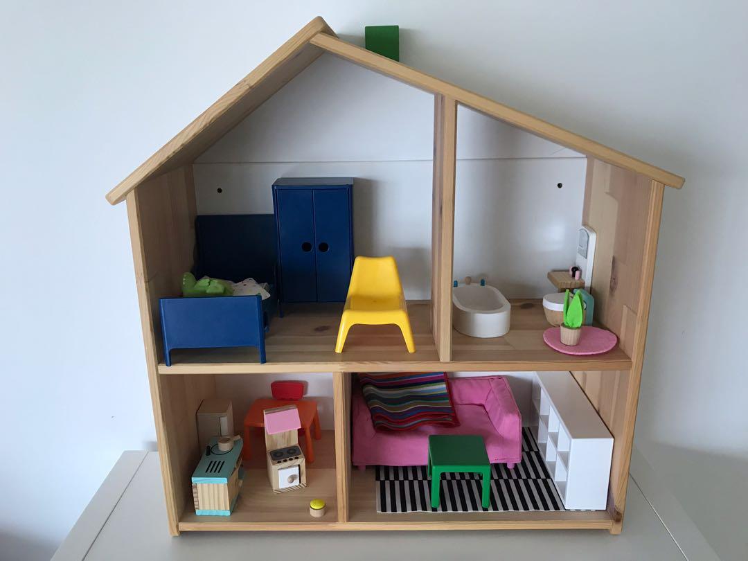 Wooden Doll House With Furniture Babies Kids Toys Walkers On