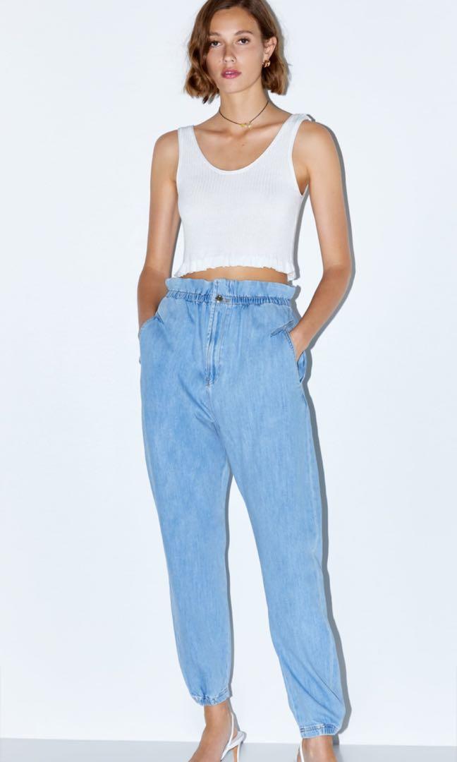 zara elastic waist jeans