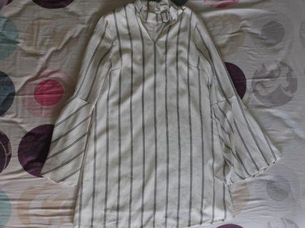 Choker Dress White Stripe