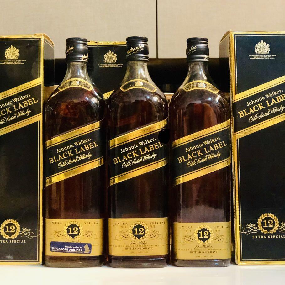 1L Johnnie Walker Black Label Whisky 1liter 1000ml 1990s ...