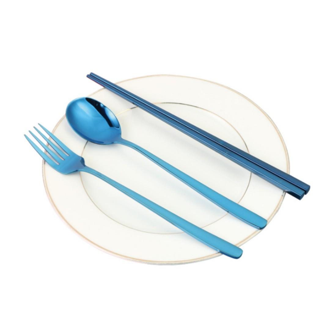 1 Pair Premium Quality Korean Stainless Steel Spoon Fork Blue Home Furniture Home Appliances Other Kitchen Appliances On Carousell