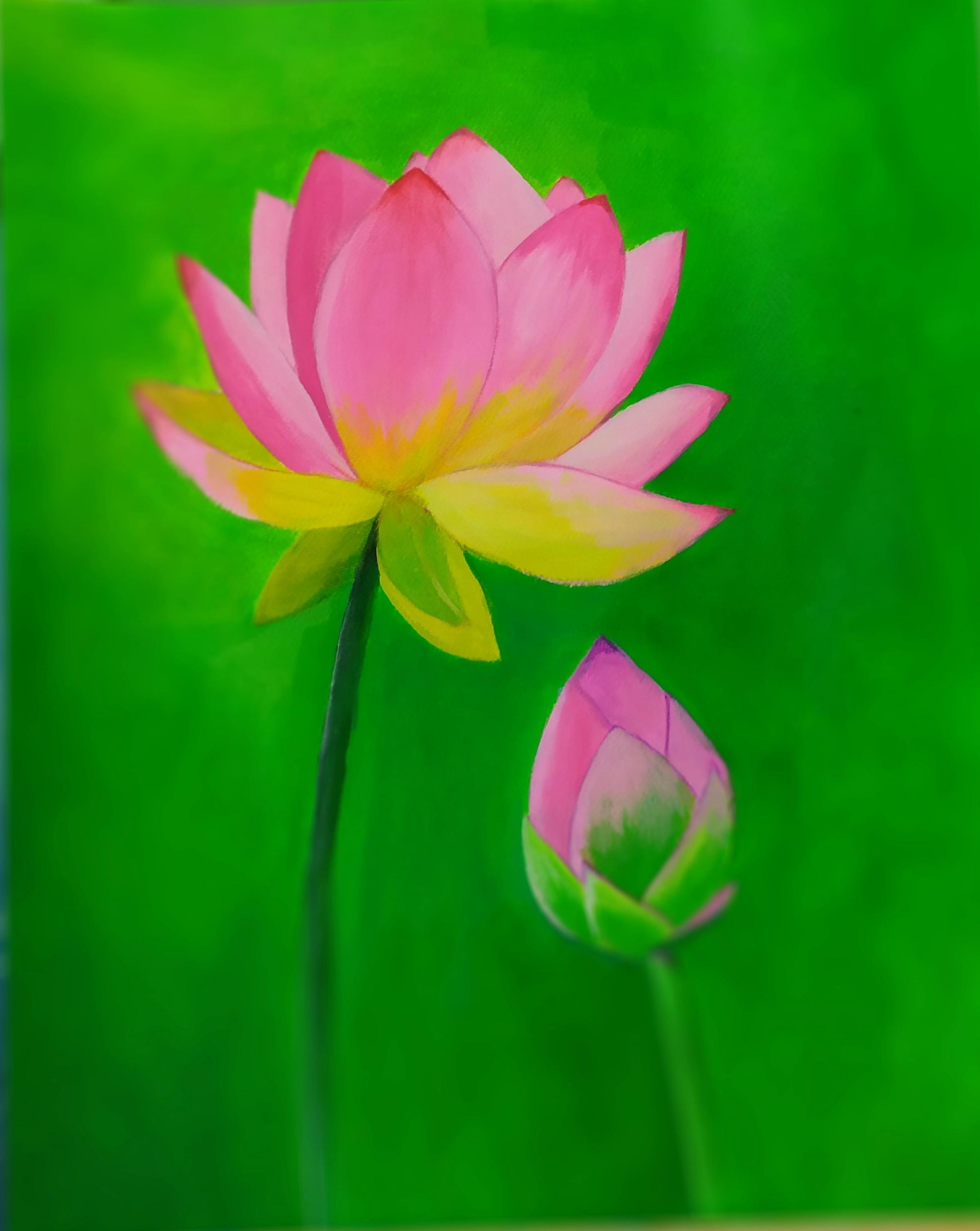 Handpainted Acrylic Lotus Painting Acrylic Painting Wall Art