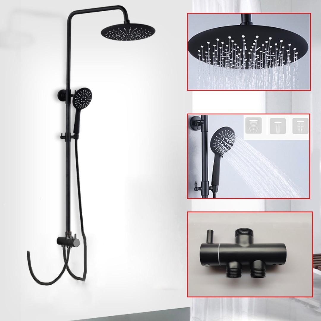 Black 9 Inches Rainshower Ultrathin Rainfall Shower Faucet Set