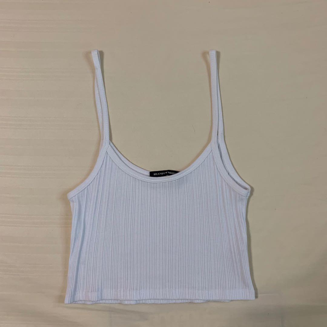 Brandy Melville White Ribbed Skylar Tank Women S Fashion Tops Other Tops On Carousell