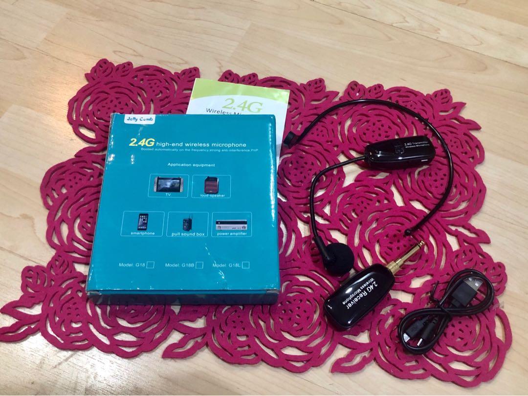 Jelly Comb 2.4G Wireless Mic Headset And Handheld 2 Wireless Microphone Headset