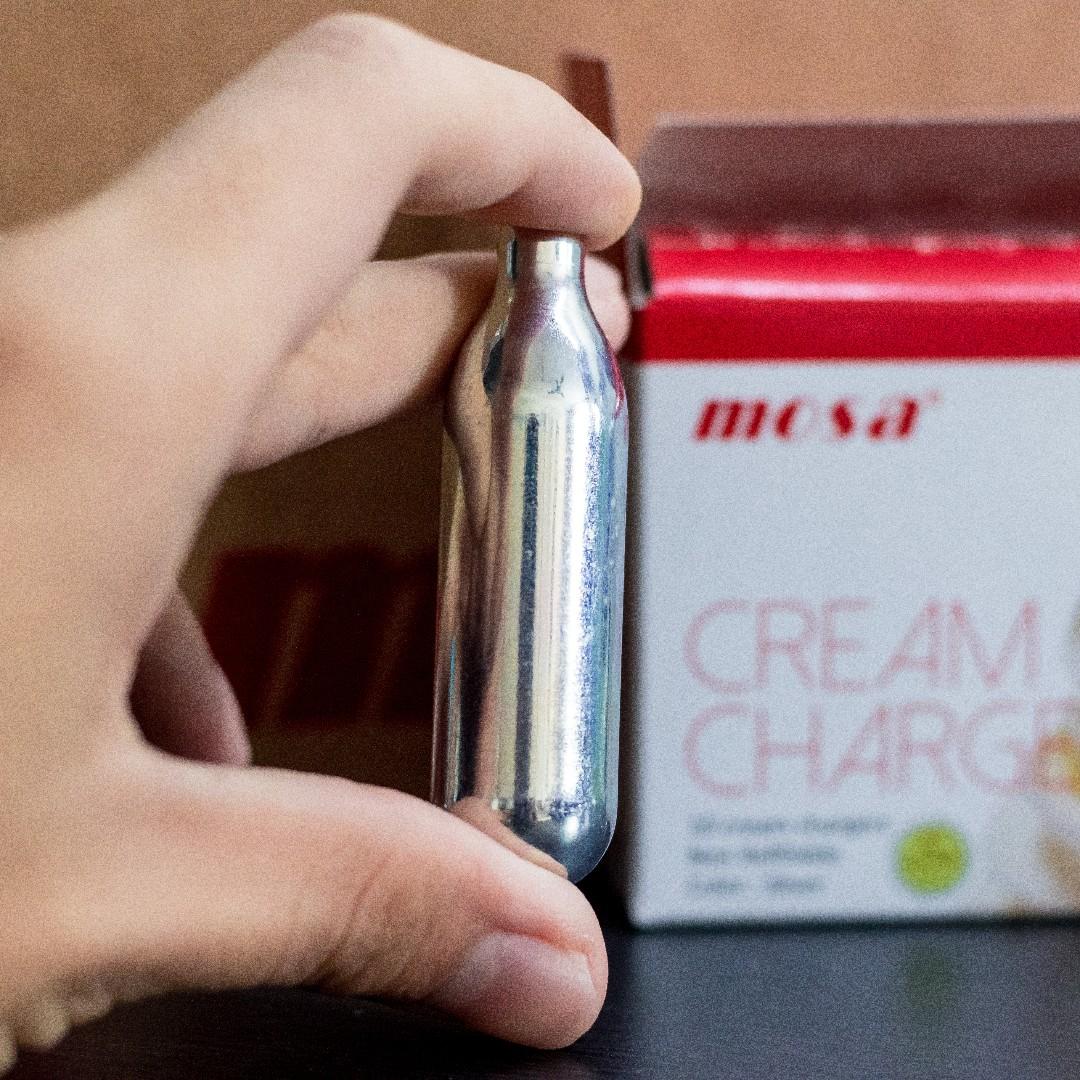 [FREE DELIVERY] Mosa N2O Nangs Cream Gas Chargers 10pc/box, Food & Drinks, Local Eats on Carousell