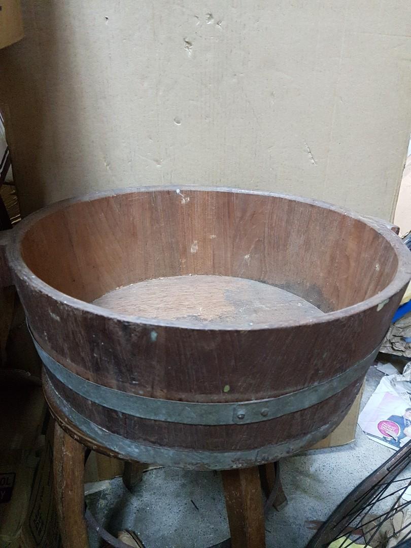 Vintage wooden baking washing clothes basin bucket container, Hobbies ...