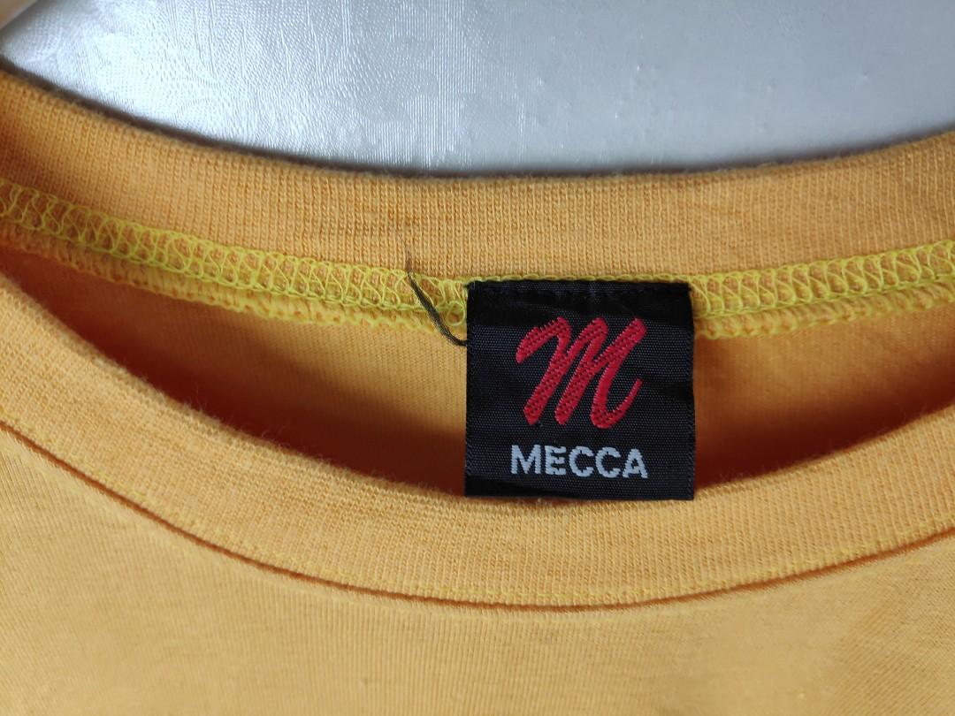 Vintage 90s Mecca USA Red and Yellow Graphic T Shirt Made in 