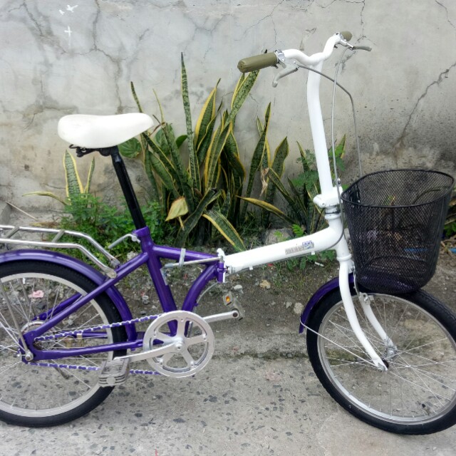 purple folding bike