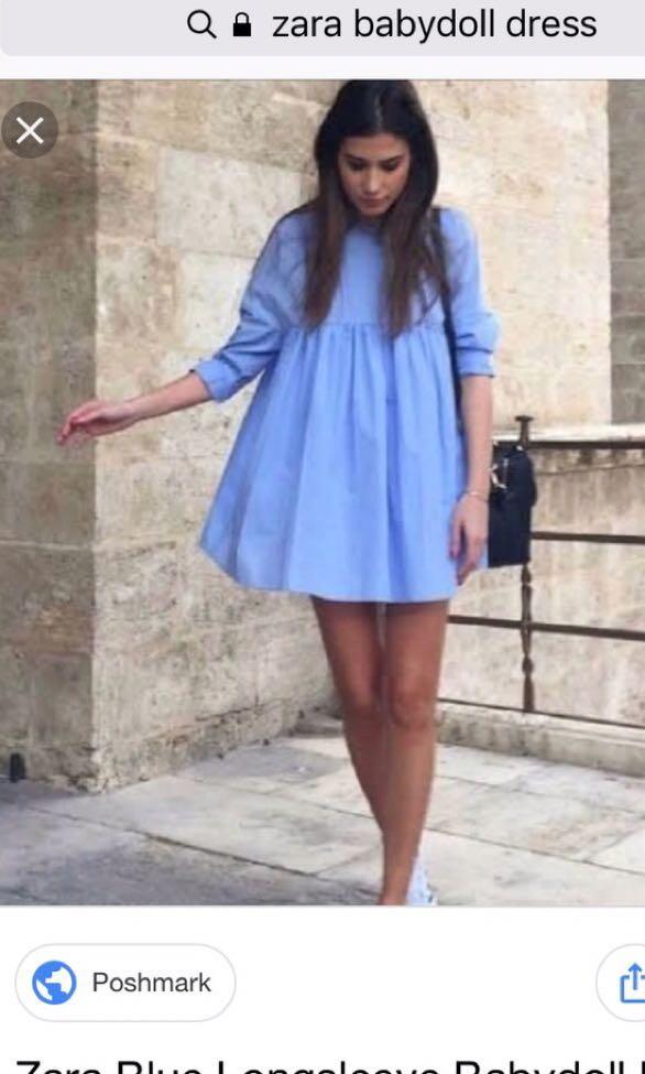 Zara blue babydoll dress Women s Fashion Dresses Sets Dresses on Carousell