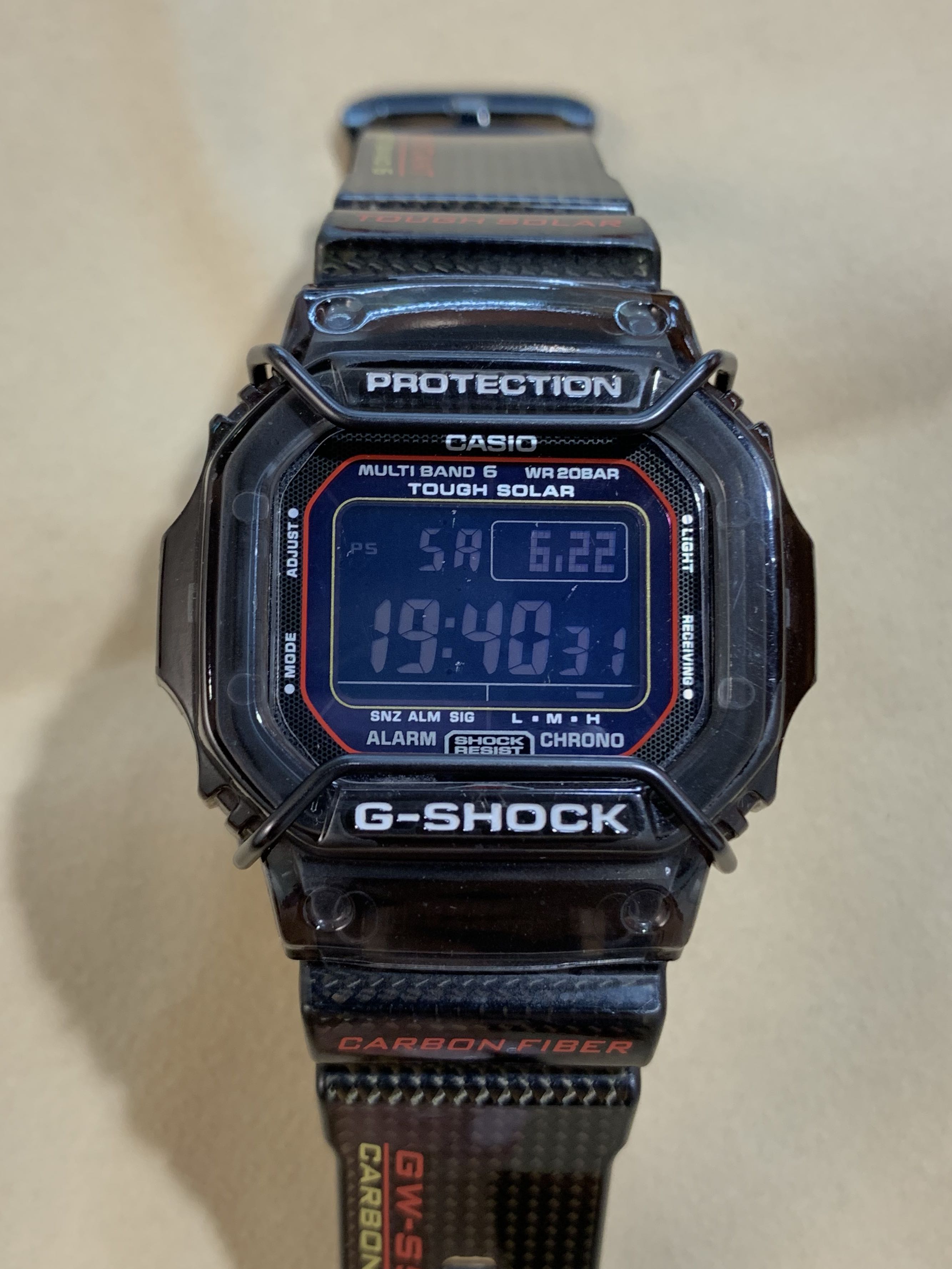 開心價中古二手G-Shock GW-S5600B-1 GWS5600B Carbon Fiber 碳纖維錶帶 
