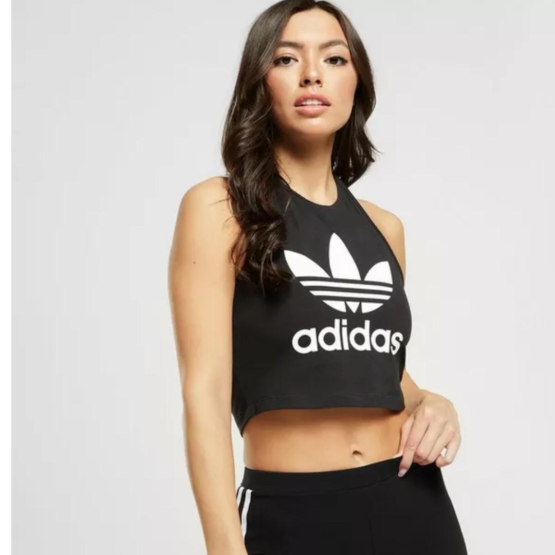 Adidas trefoil halter tank top deals