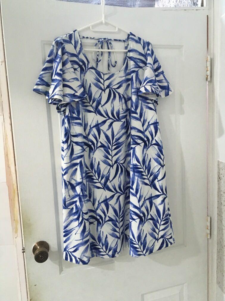 mango blue and white dress