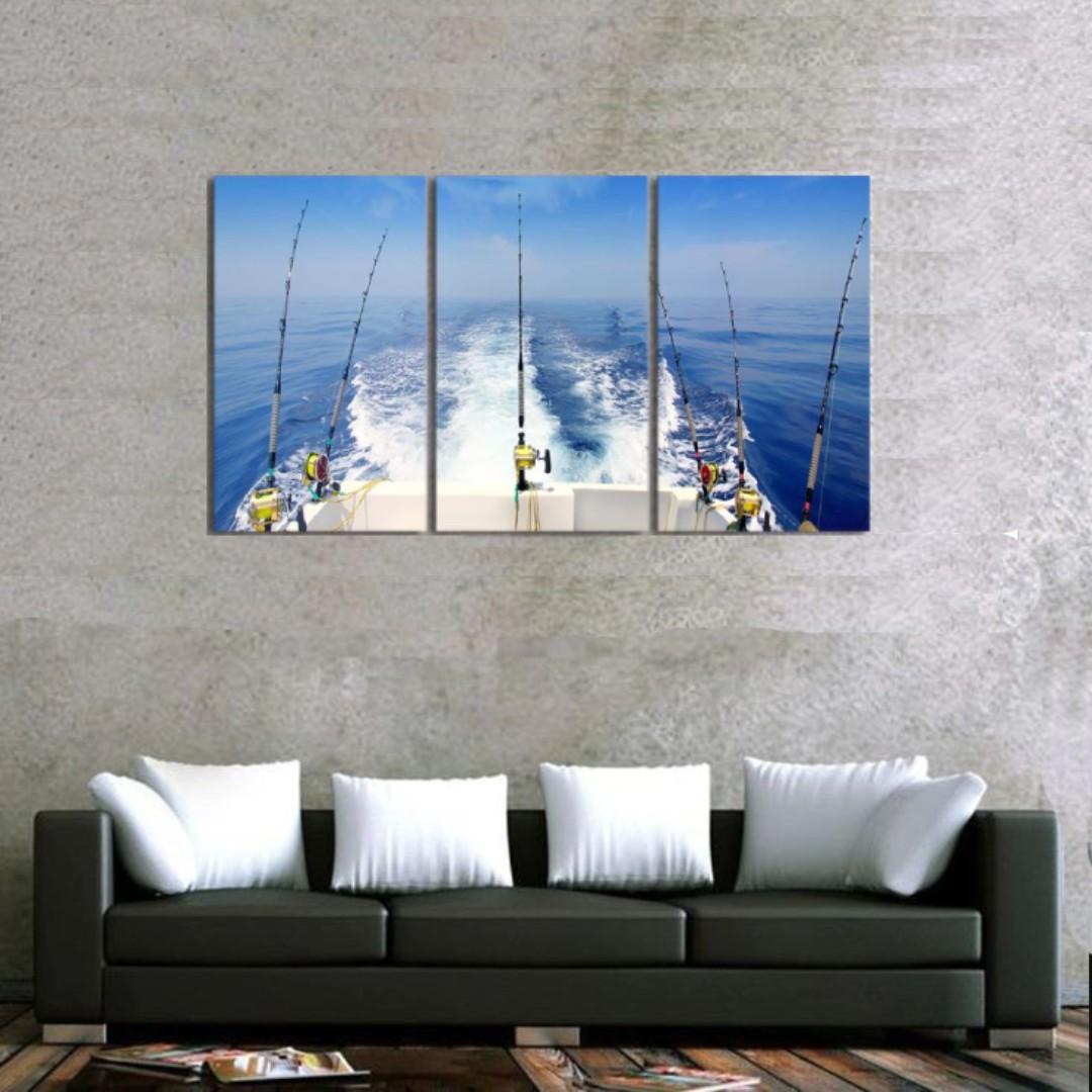Framed Print Ocean Sea Fishing Rod Fishing Pole Reel Wall Art