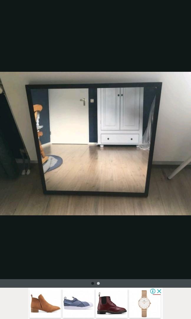 GOOD AS NEW! Black Wall Mirror (Ikea Malm), Furniture & Home Living