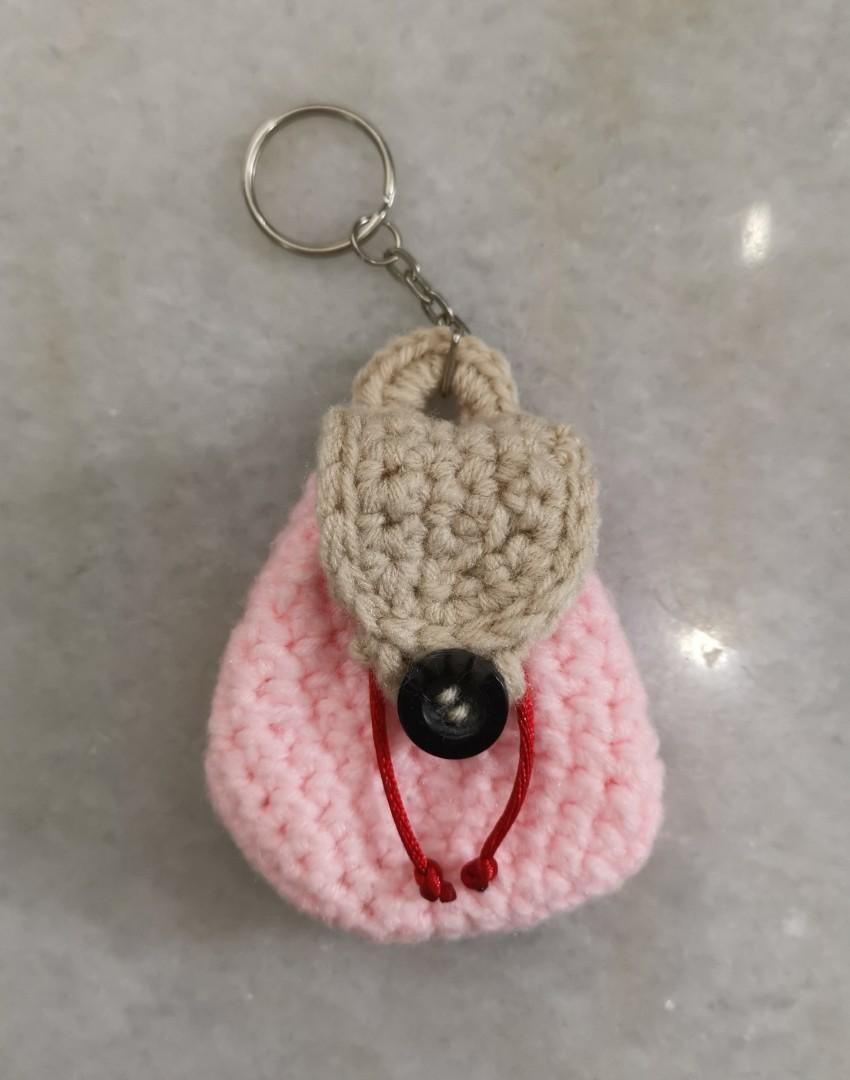 Handmade Crochet Mini Coin Bag Key Chain Design Craft