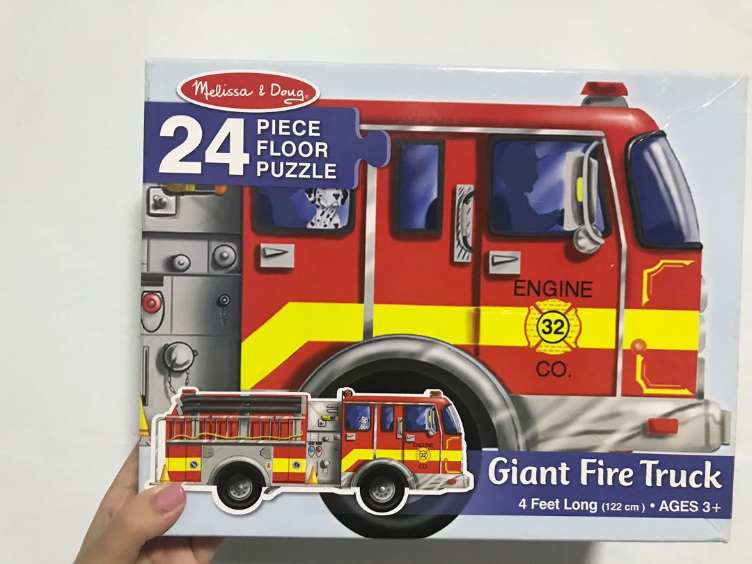 Melissa Doug Giant Fire Truck 24 Pieces Floor Puzzle Toys