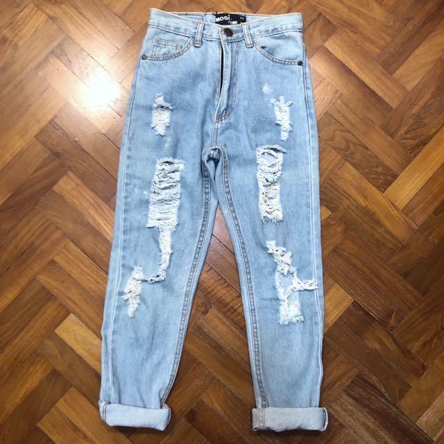 ripped girlfriend jeans