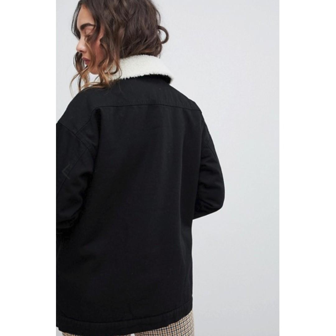 Monki borg denim trucker jacket 2025
