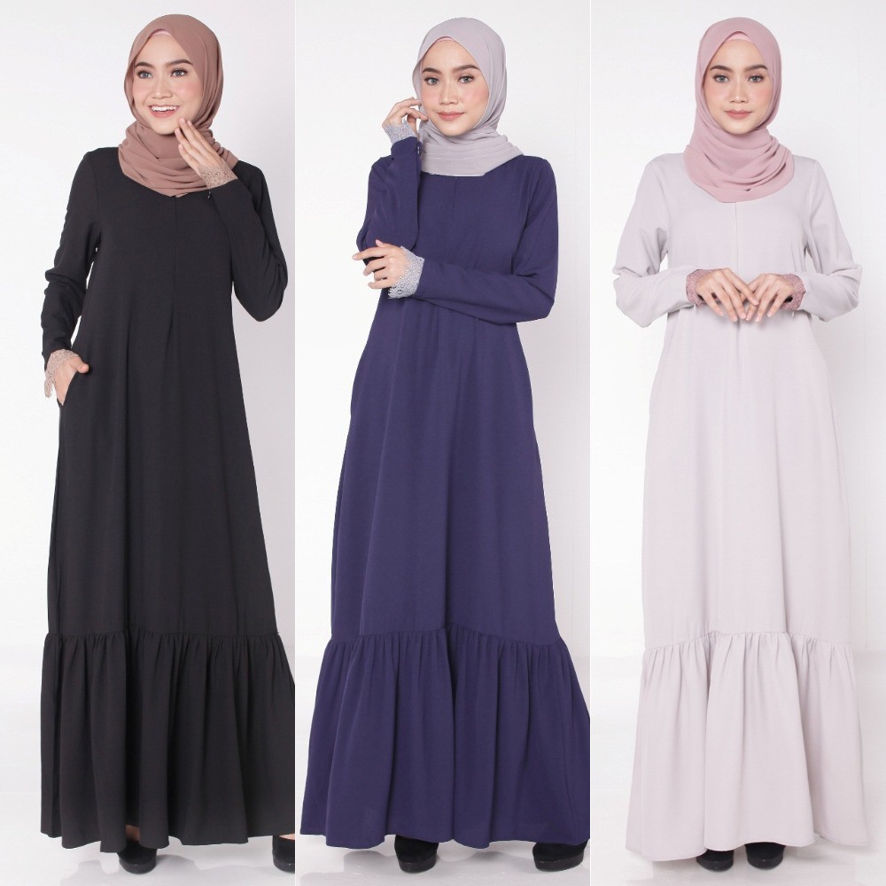Color Eyelashes Lace Crepe Jubah Dress 