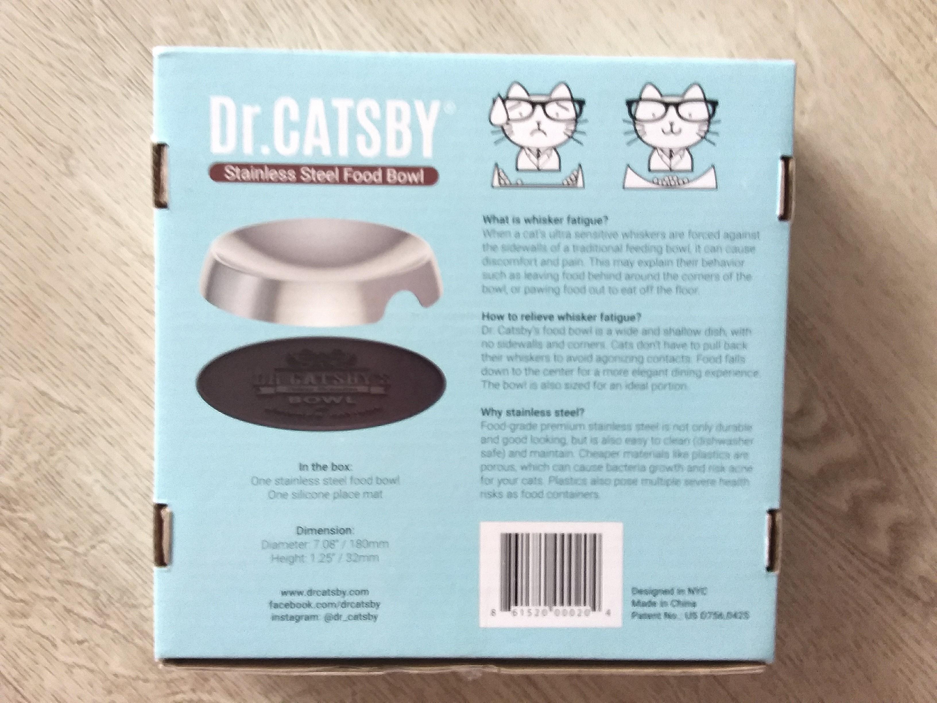 Dr Catsby Whisker Relief Stainless Steel Food Bowl used Pet
