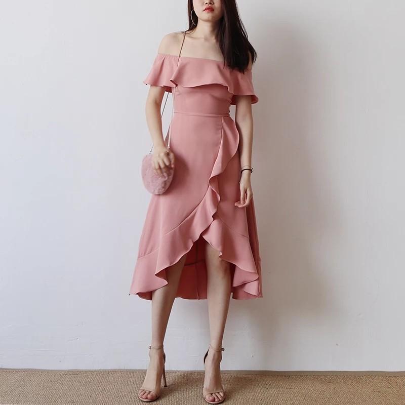Pastel pink off outlet shoulder dress