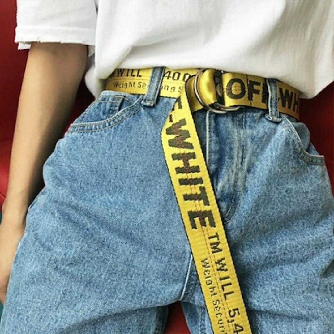 Off White (insp.) Yellow Industrial Belt (Category: Belts) located in Quezon City. Submitted by raellarina (Listing ID 235260980, Image 1). Description: brand new!.