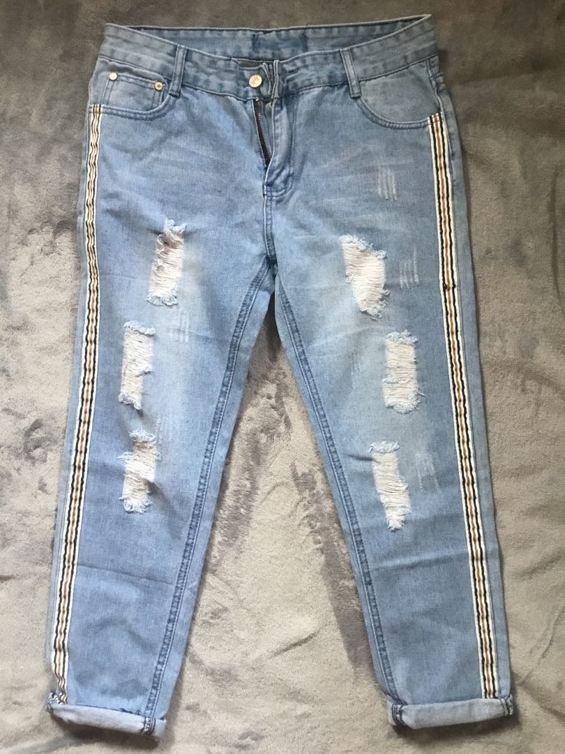 ripped track jeans