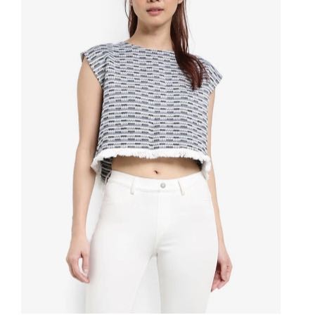 white fringe crop top