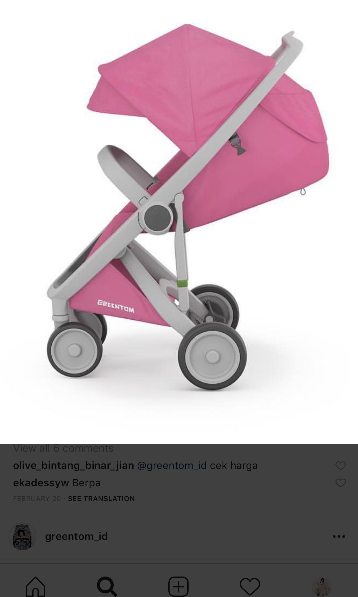 Stroller Greentom Classic Pink Chassis Grey Bayi Anak